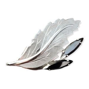 Vintage silver leaf brooch